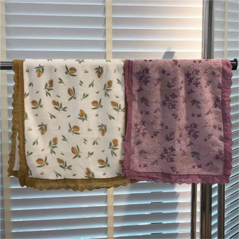 Home Textiles Face Towel - Toalla de estilo pareja con encaje,