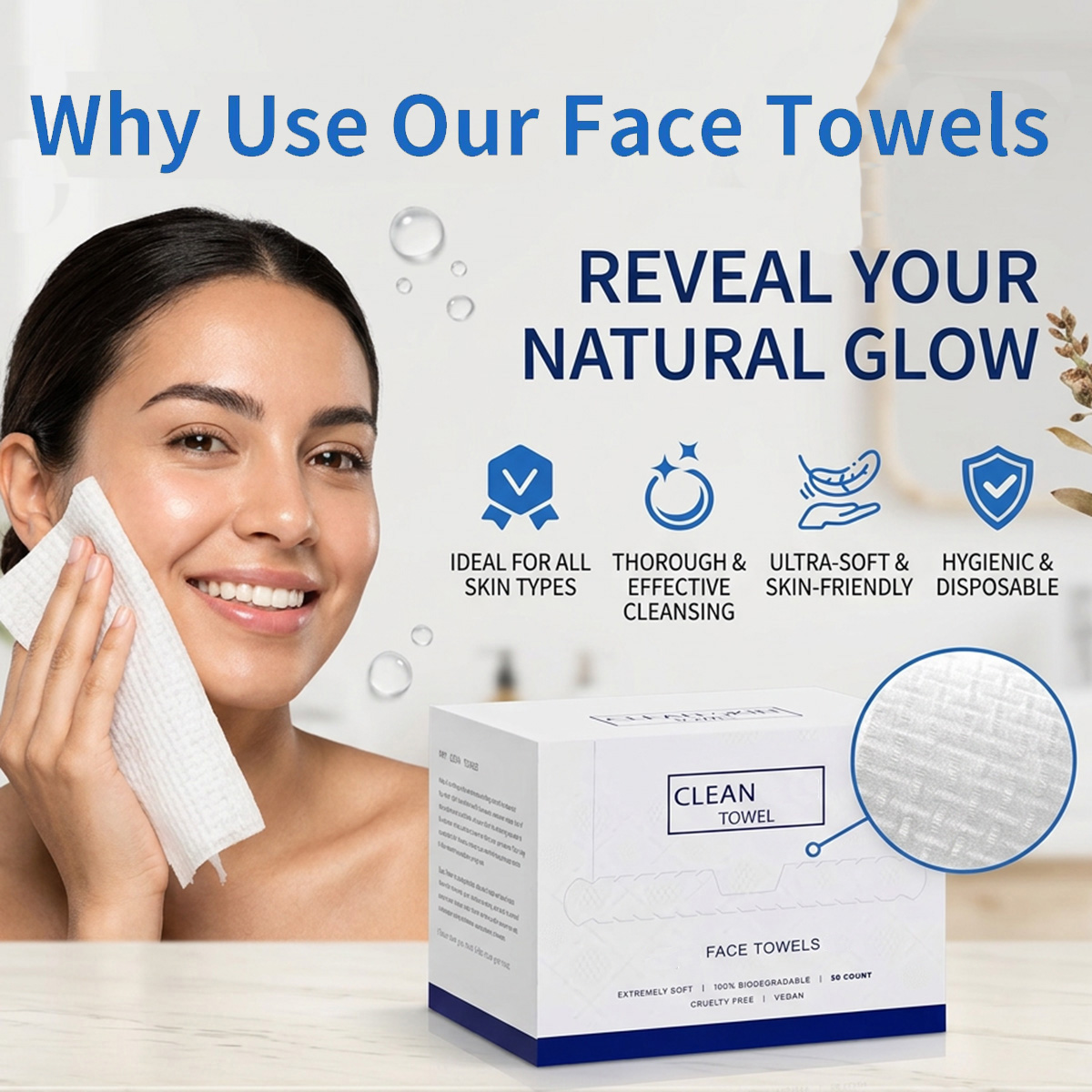 Home Textiles Face Towel - Paquete de 50 Toallitas Faciales Desechables