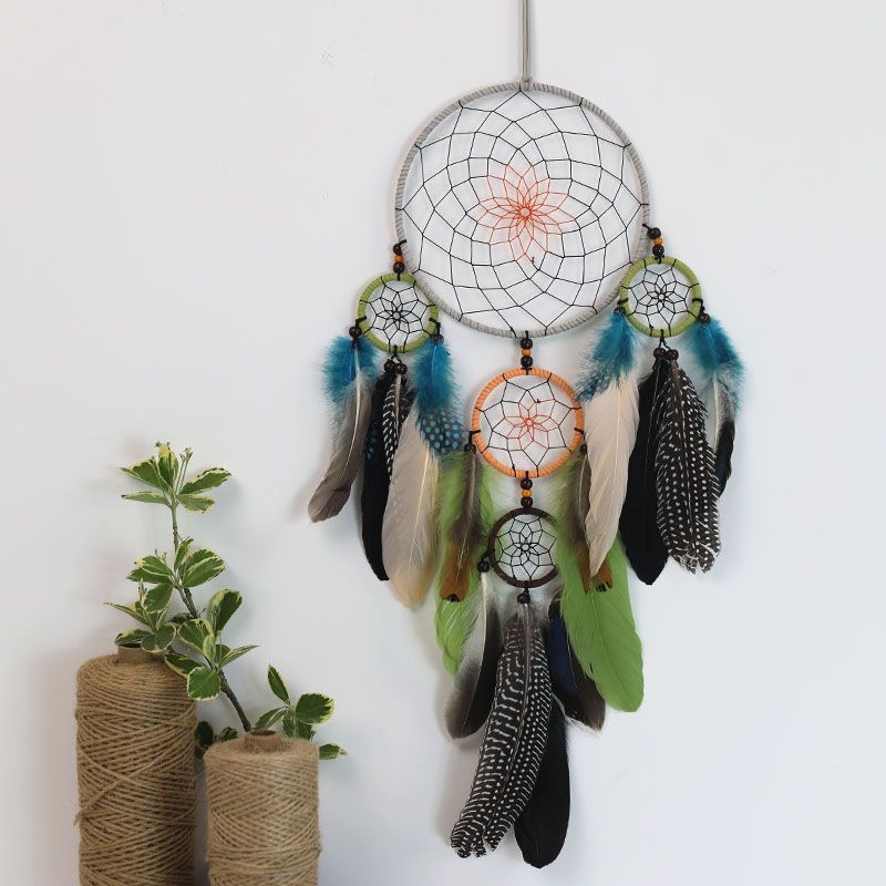 Home Textiles Usa - Atrapasueños de plumas con múltiples círculos,
