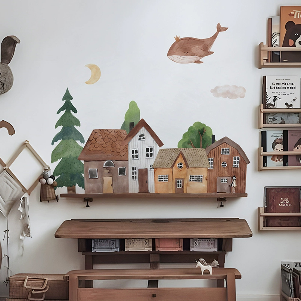 Home Textile - Tela de dibujos animados bosque Vintage
